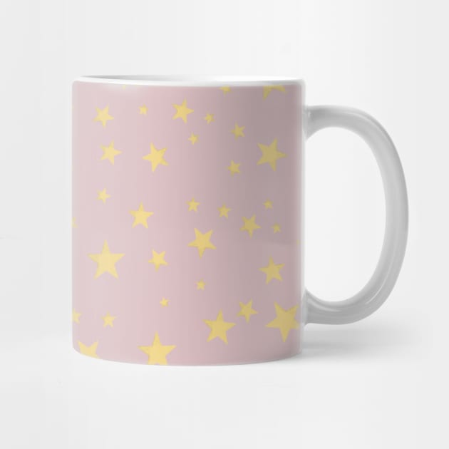 Shining yellow gold stars pink pattern by GULSENGUNEL